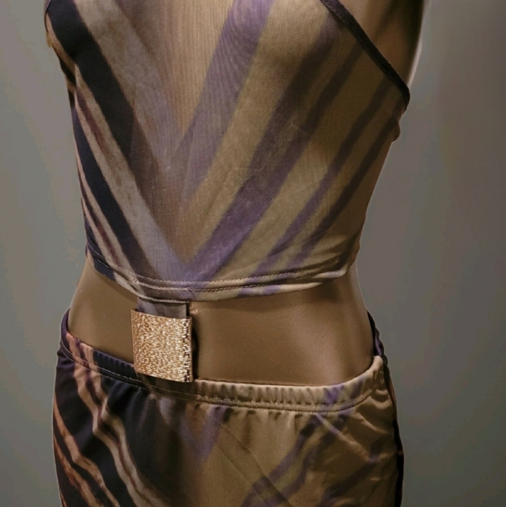 NWT Exotic Print Gold Embellishment Backless  Halter Festival Ibiza Maxi Dress - Picture 7 of 16